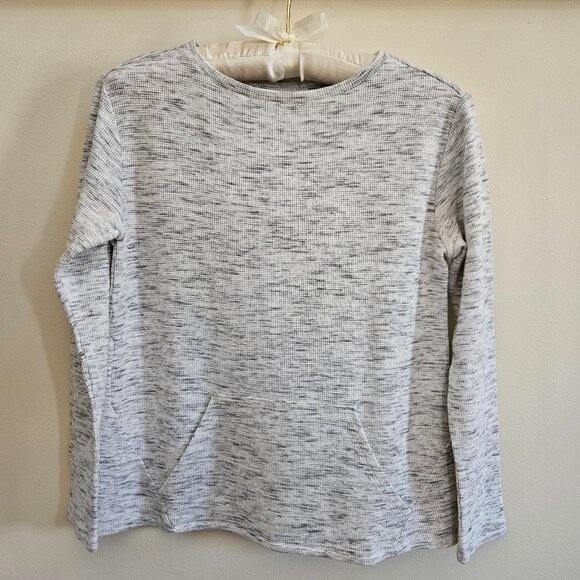 J. Jill Waffle Top Size XSP Gray Kangaroo Pocket Cotton Blend (Petite) - Picture 8 of 8